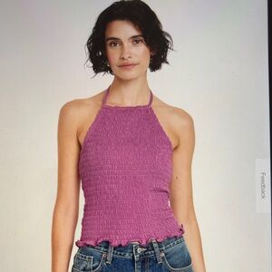 Old Navy Sleeveless Smocked Crop Halter Top Size Large/Tall